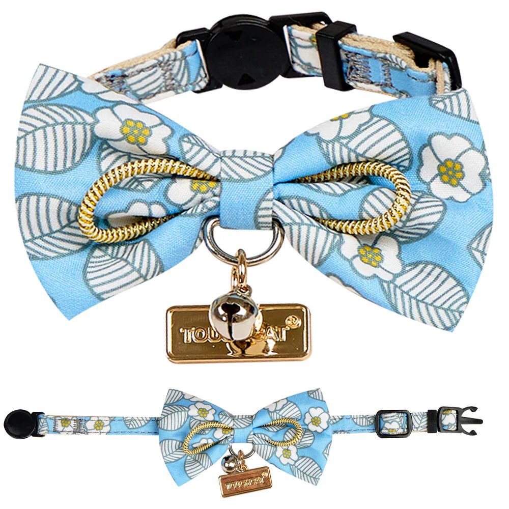 Touchcat  Floral Patterned Designer Cat Collar - Blue