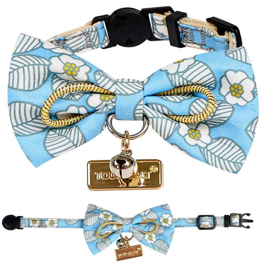 Touchcat  Floral Patterned Designer Cat Collar - Blue