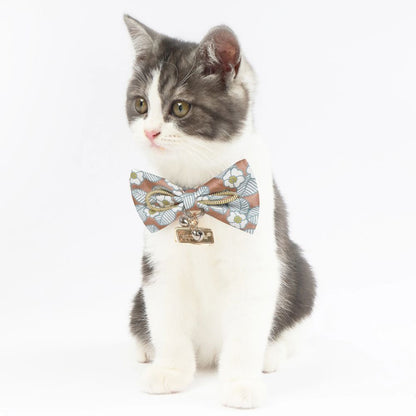 Touchcat  Floral Patterned Designer Cat Collar - Brown