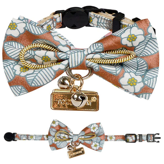 Touchcat  Floral Patterned Designer Cat Collar - Brown