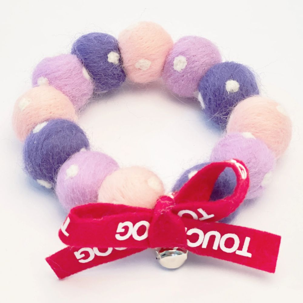 Touchcat  Pom-Pom Patterned Designer Cat Neck Collar - Pink