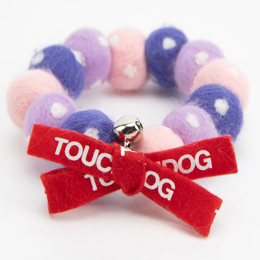 Touchcat  Pom-Pom Patterned Designer Cat Neck Collar - Pink