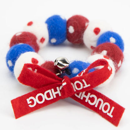 Touchcat  Pom-Pom Patterned Designer Cat Neck Collar - Red