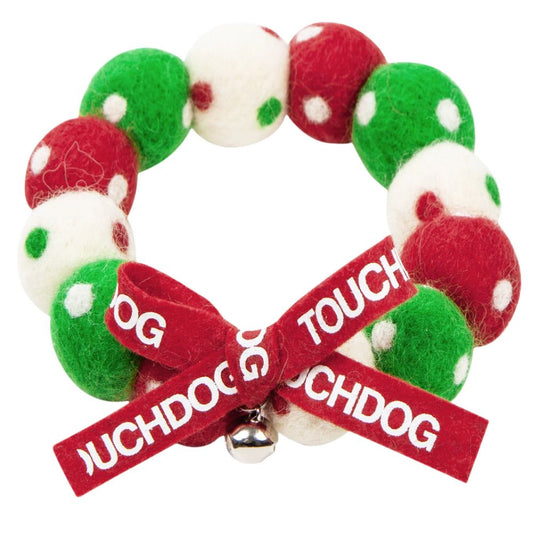 Touchcat  Pom-Pom Patterned Designer Cat Neck Collar - Green