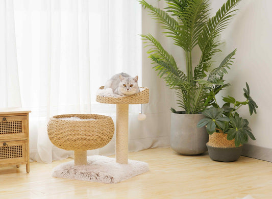 PetPals Natural Handwoven Cat Tree - 23"H, 3-Level, Medium, Mai