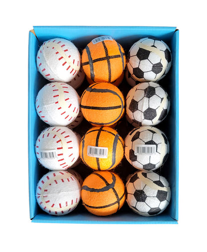 ThoozyPet 24PC PDQ - Tennis Ball Assorted (Baseball / Basketball / Soccer) Fetch Dog Toy 2.5"