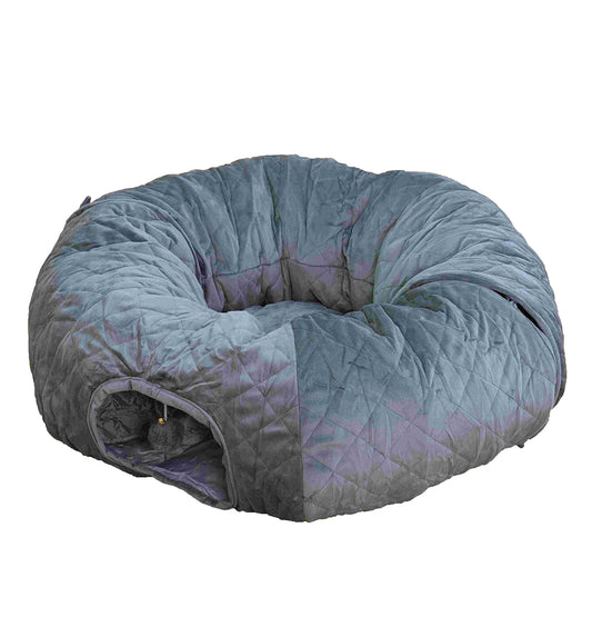 Catry Khione Cat Tunnel - Quilted Velvet, 3-Piece, Medium, Gray
