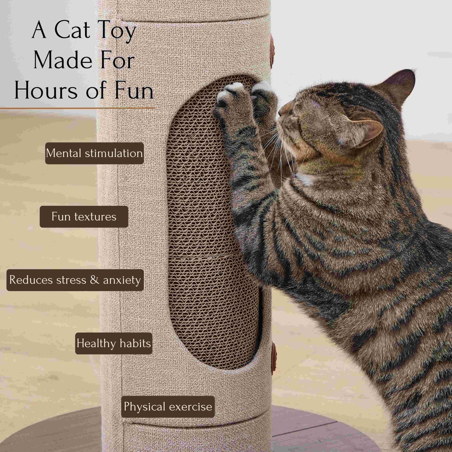 PetPals 20" Tall Eco-Scratcher -  Corrugated Cardboard