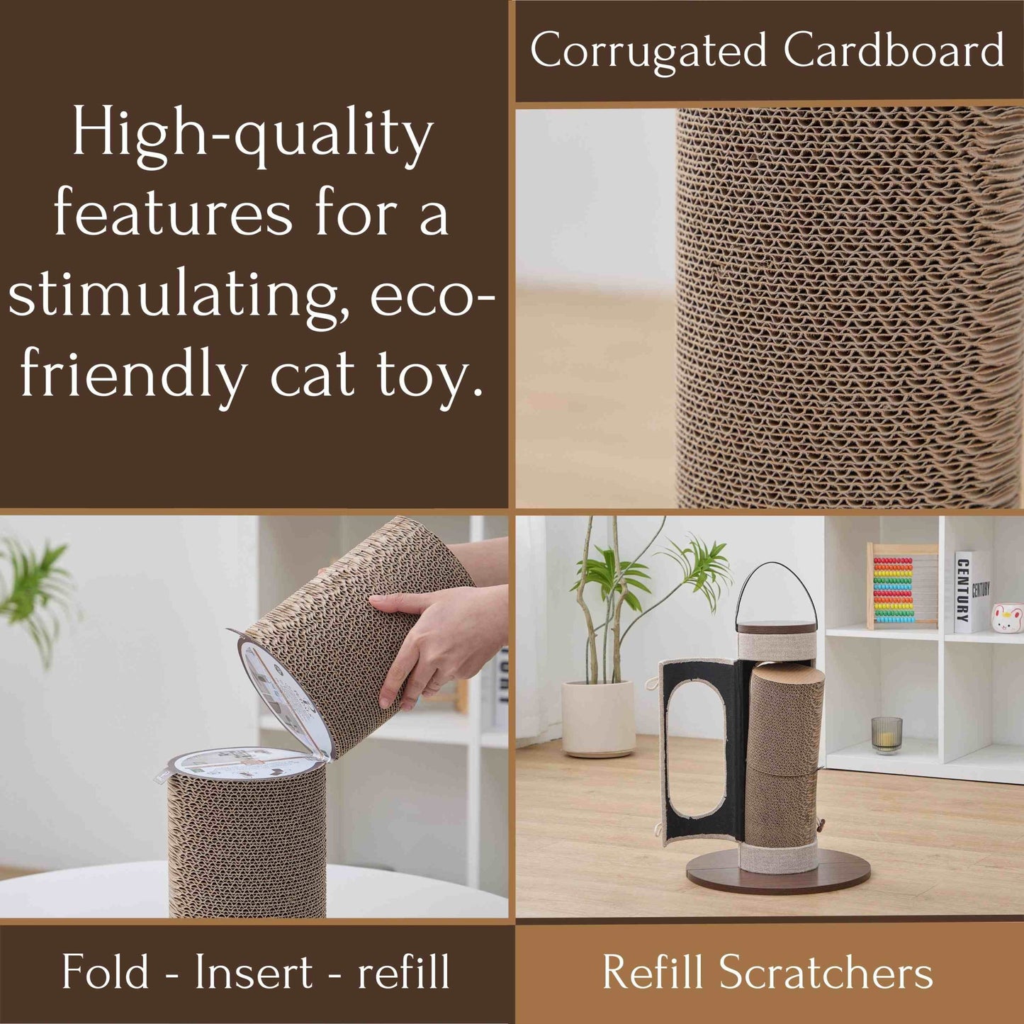 PetPals 6.5" Tall Cardboard Scratcher Set - Cardboard Scratcher 2-pack