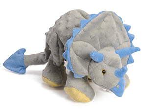 goDog Dinos Frills Triceratops w/Chew Guard Plush Dog Toy Grey Large