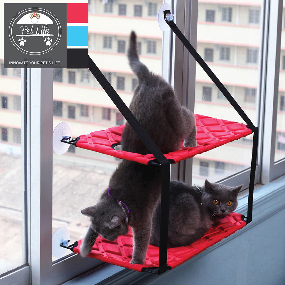 Pet Life 'Cat Laze'  Suction Cupped Dual-Leveled Kitty Cat Lounger