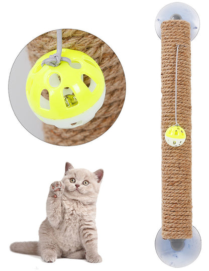 Pet Life'Stick N' Claw' Sisal Rope and Toy Suction Cup Stick Shaped Cat Scratcher