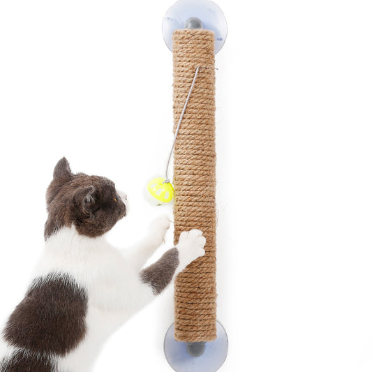 Pet Life'Stick N' Claw' Sisal Rope and Toy Suction Cup Stick Shaped Cat Scratcher