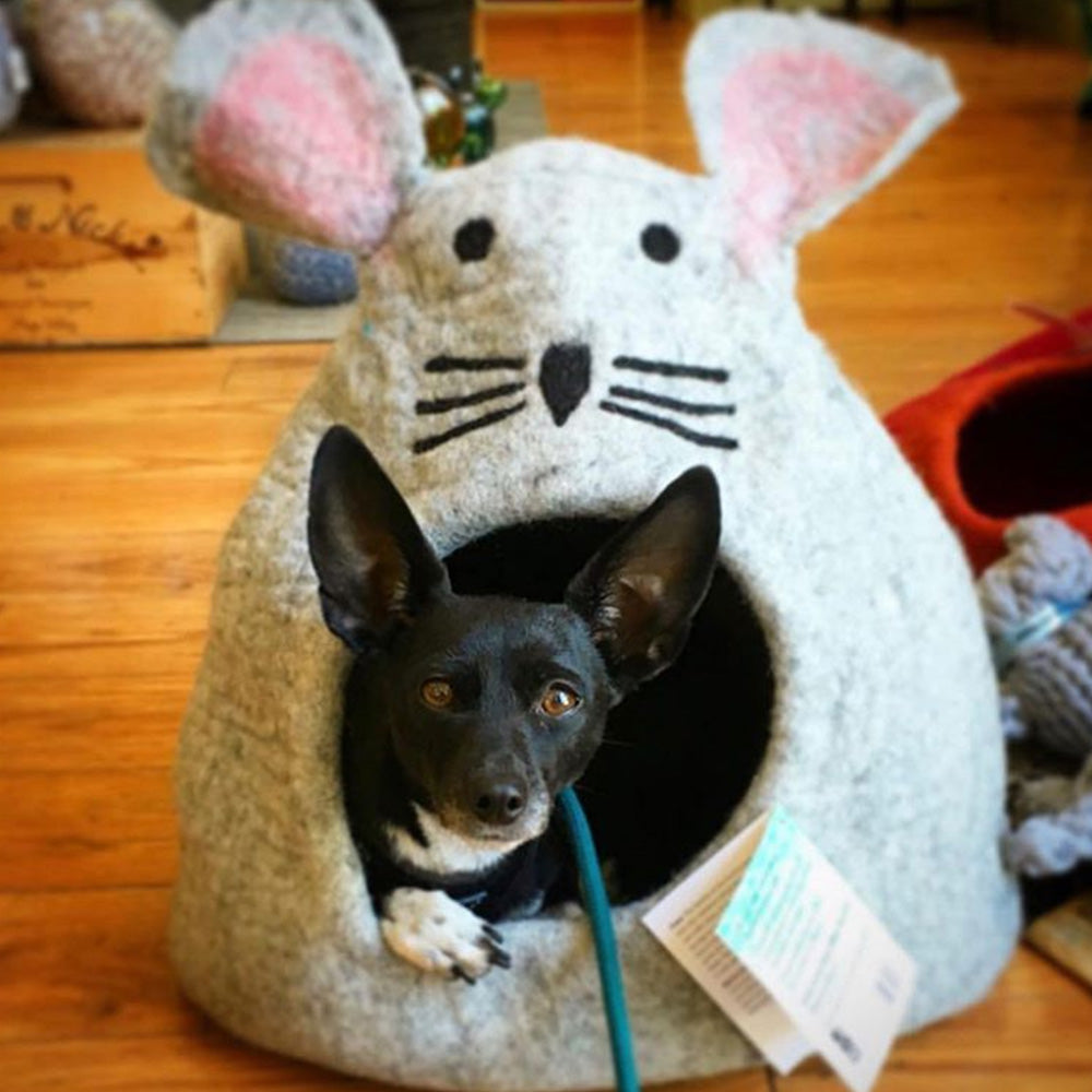 Wool Pet Cave, Mouse, Grey