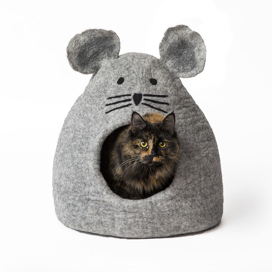 Wool Pet Cave, Mouse, Grey