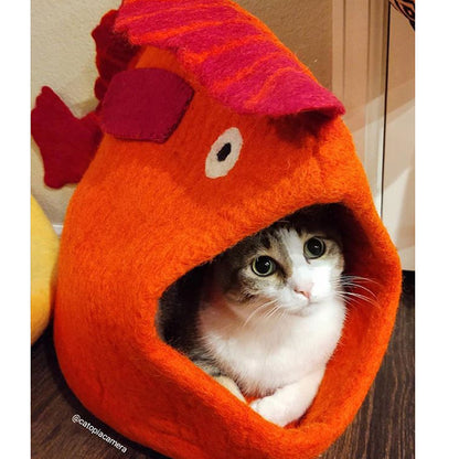 Wool Pet Cave, Fish, Orange