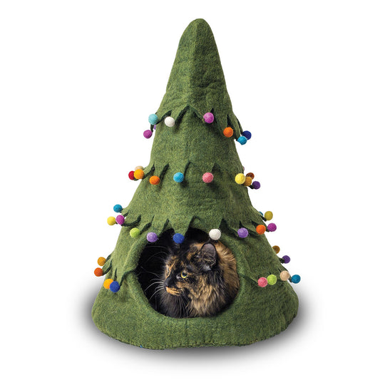 Wool Pet Cave, Holiday Tree, Green