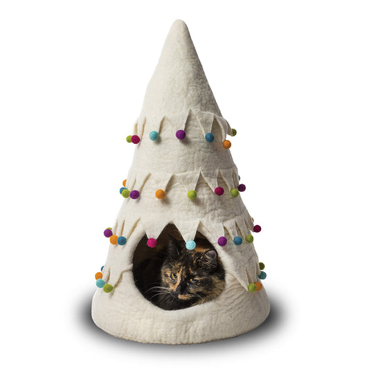 Wool Pet Cave, Holiday Tree, White