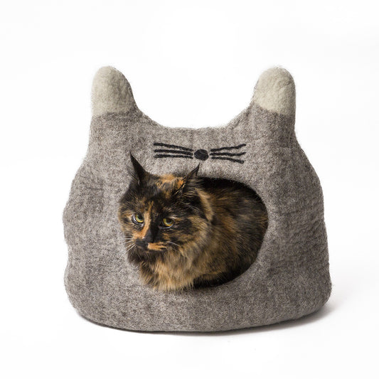 Wool Pet Cave, Cat Head, Natural