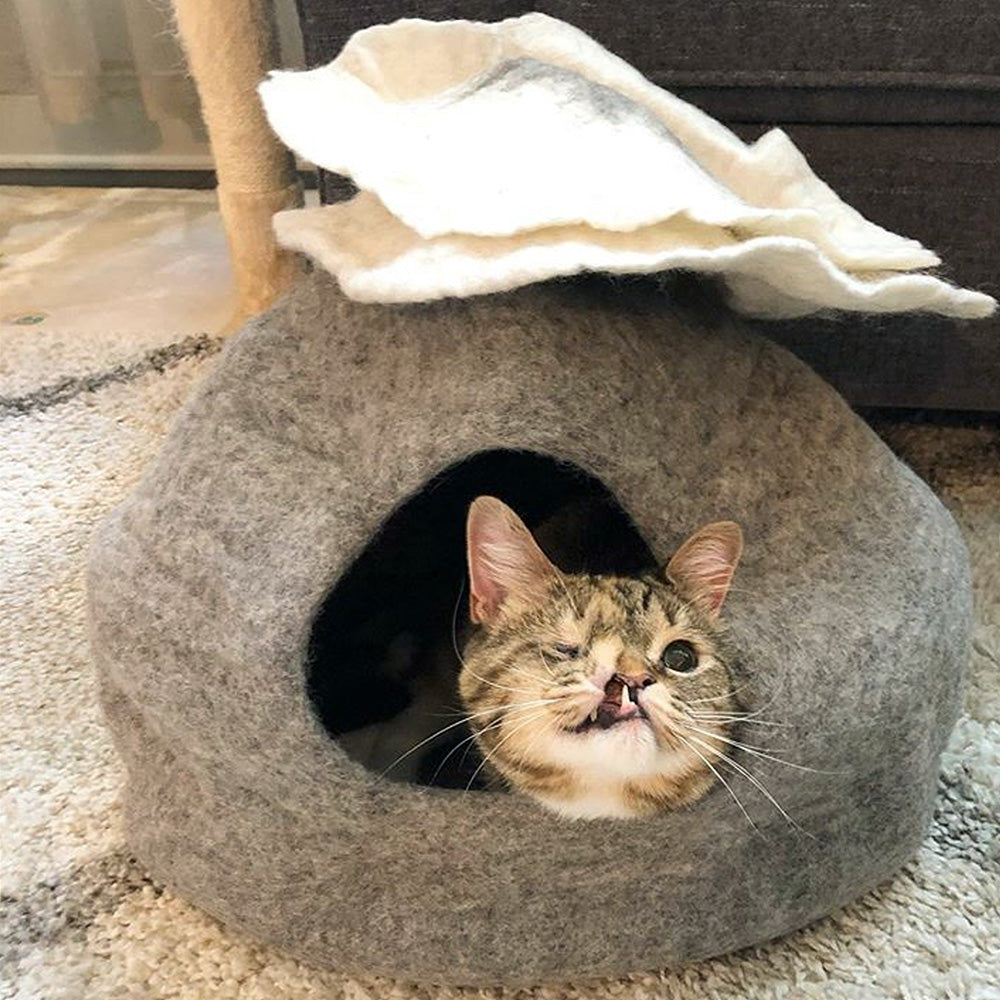 Wool Pet Cave, Bouquet, Natural/White