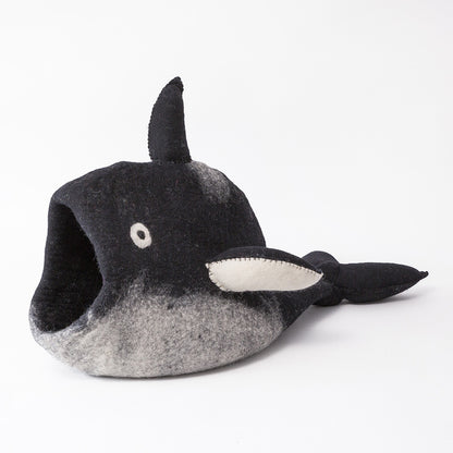 Wool Pet Cave, Orca, Grey/White