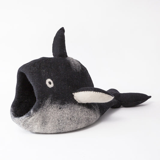 Wool Pet Cave, Orca, Grey/White