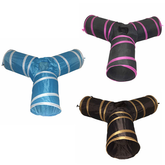 3-Way Kitting-Go-Seek Interactive Cat Tunnel