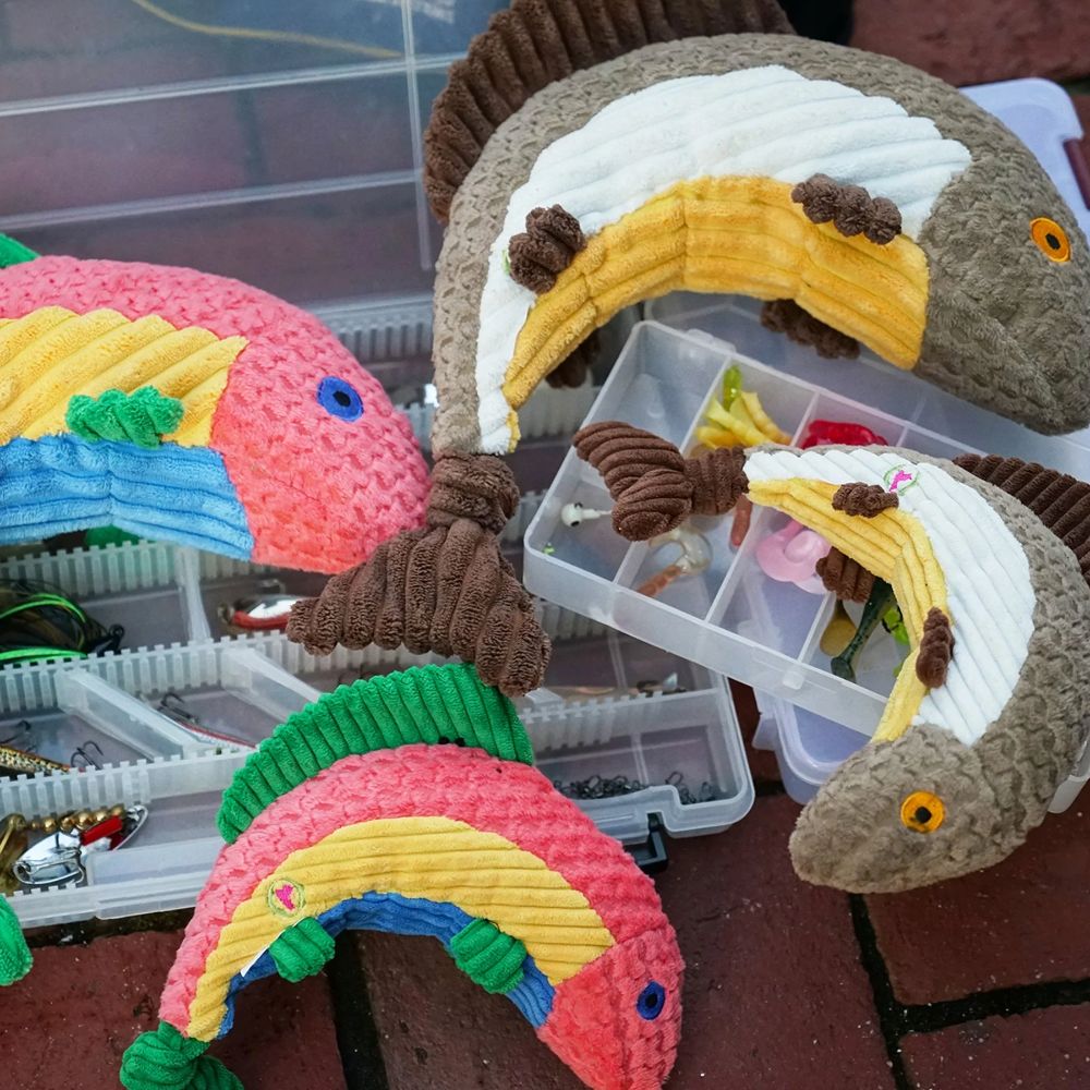 Raucous Rainbow Trout Knottie Plush Dog Toy