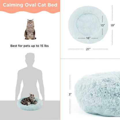 Calming Oval Cat Bed, Baby Blue, 21X19