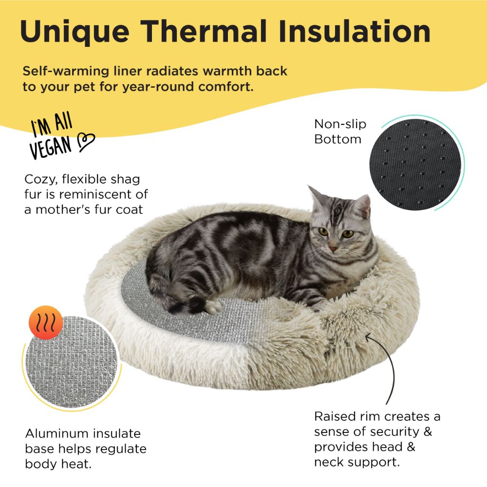 Calming Oval Cat Bed, Taupe, 21X19