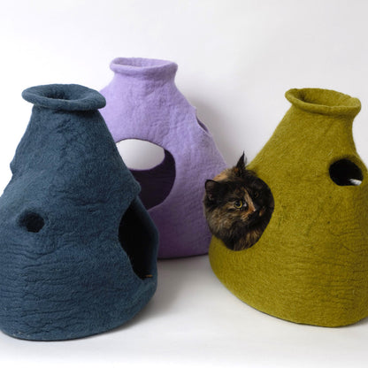 Wool Pet Cave, Purr-a-Boo, Teal