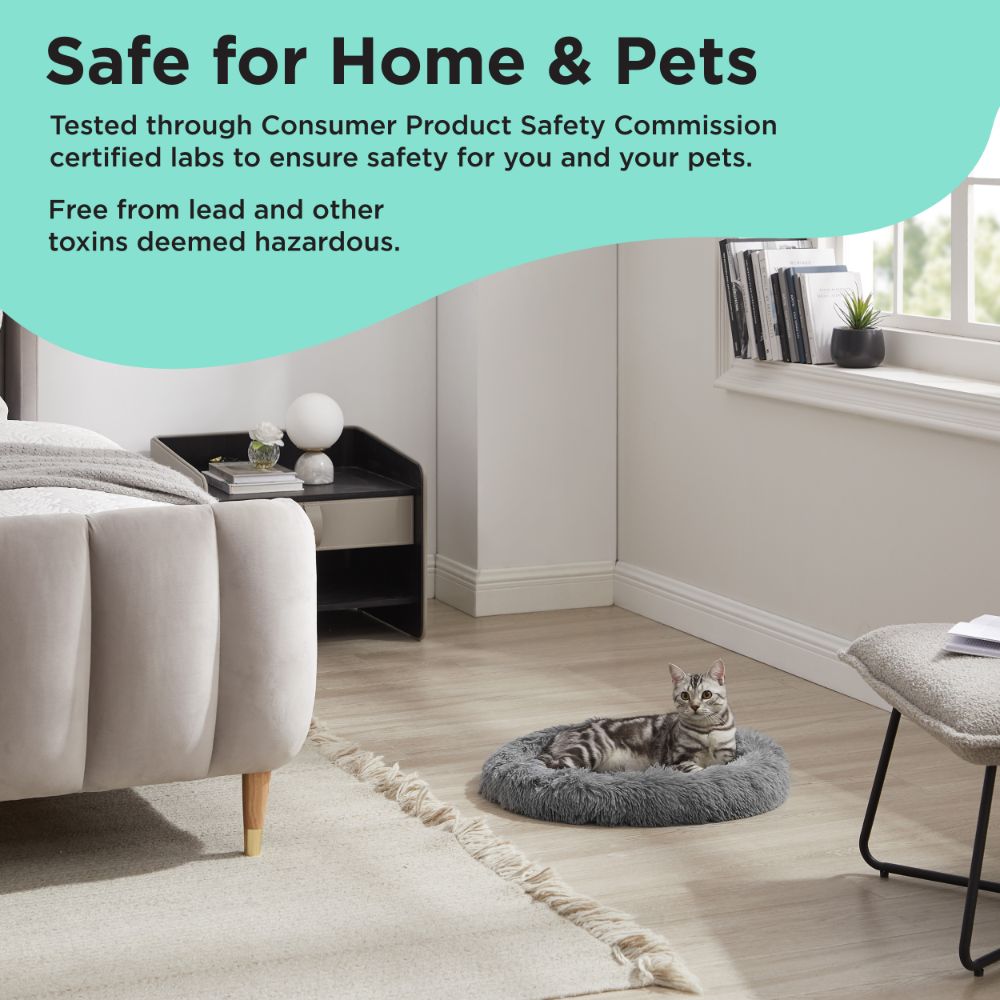 Calming Oval Cat Bed, Grey, 21X19