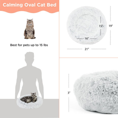 Calming Oval Cat Bed, Frost, 21X19