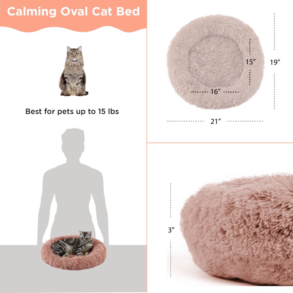 Calming Oval Cat Bed, Dusty Rose, 21X19